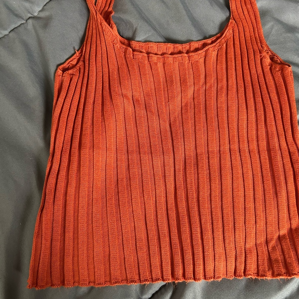 Orange Ribbed Tank Top